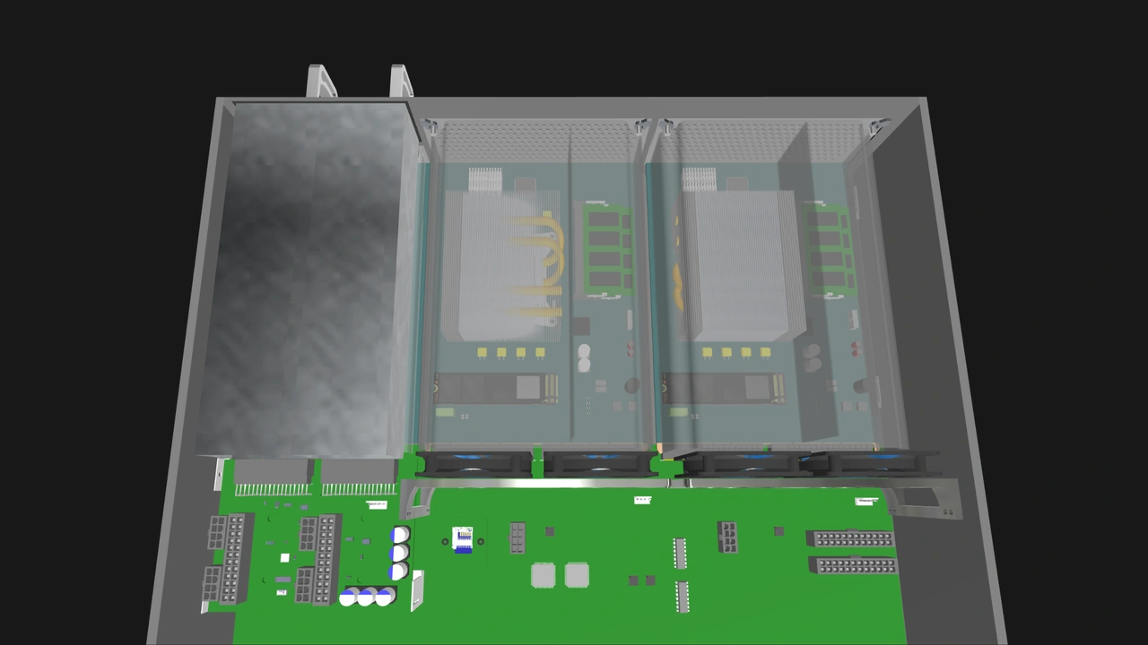 Dual-node OpenSFF concept system interior
