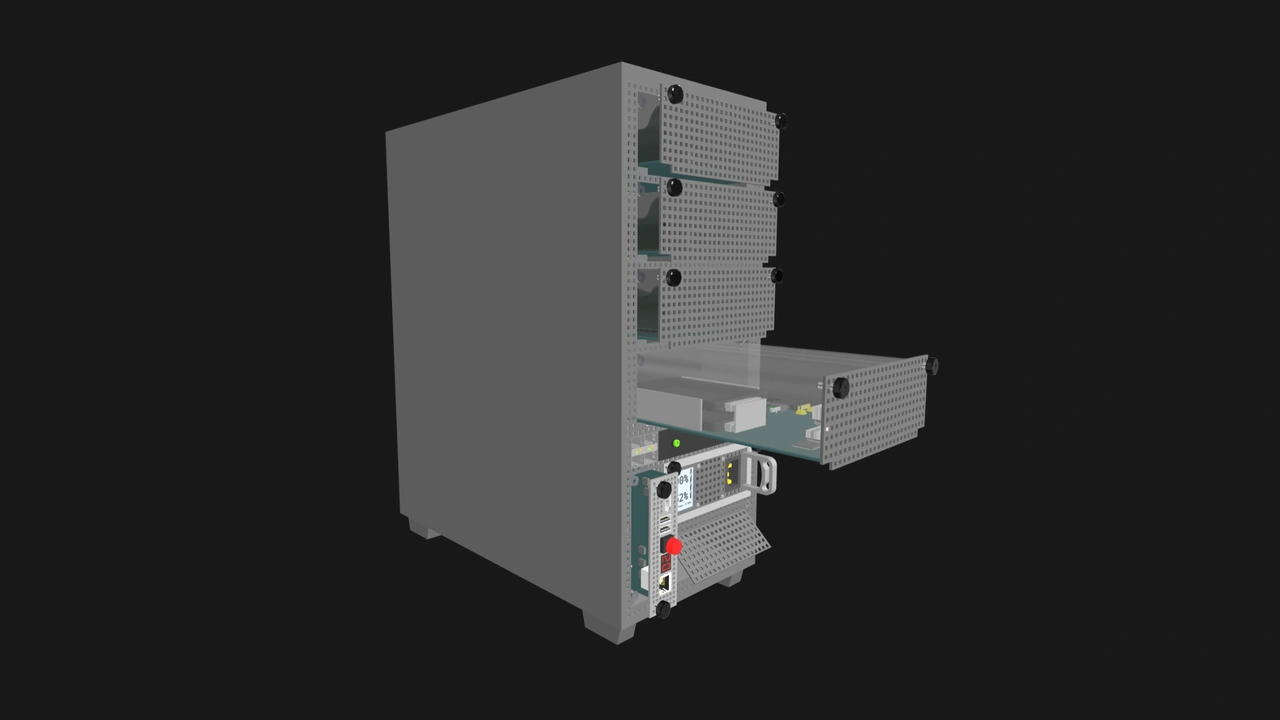 OpenSFF four-node system with Management Module and power supply