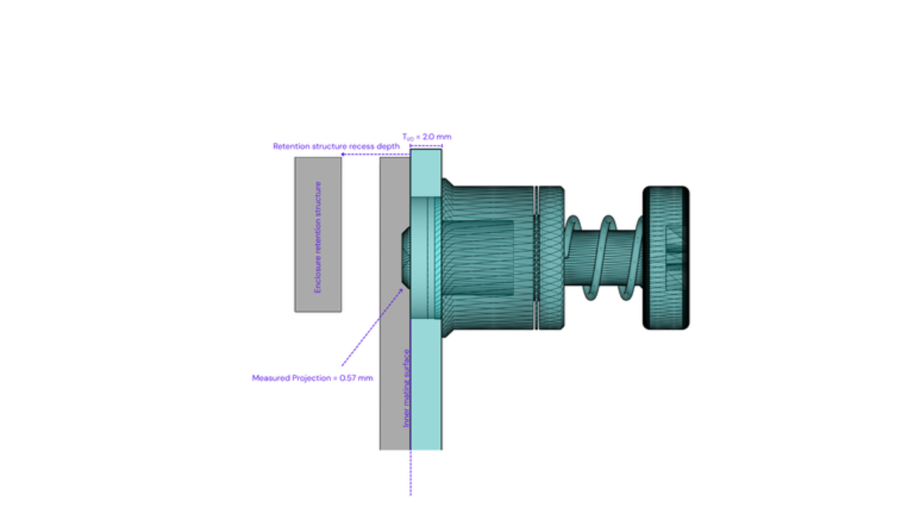 OpenSFF standard spring-loaded M4 thumbscrew projection study