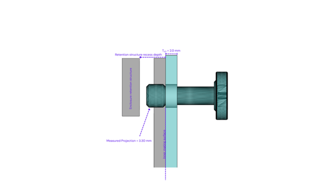 OpenSFF traditional M4 captive thumbscrew projection study