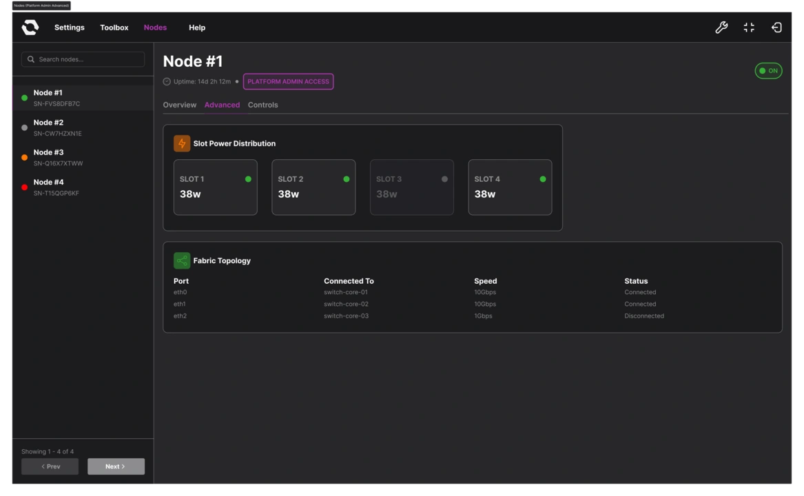 Management Module web interface initial mockup